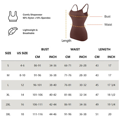 Scoop Neck Compression Cami Tummy and Waist Control Body Shapewear Camisole Summer Tops Black Nude Smooth Slimming Vest 3XL