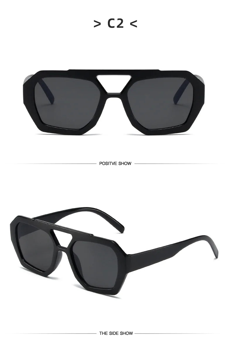 Big Frame Women's Sunglasses Retro Double Bridges Leopard Brown Gradient Eyewear Fashion Luxury Designer Sun Glasses