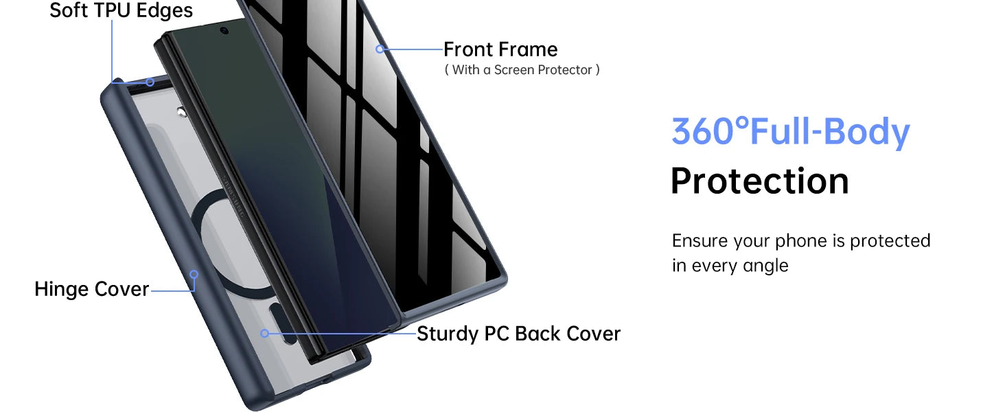 for Z Fold 7 Case with Privacy Screen Protector Full-Body Slim Coverage Hinge Protection Shockproof Phone Cover