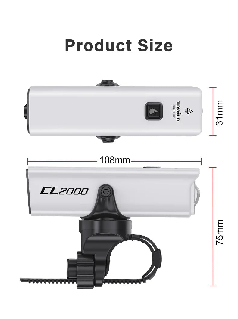 CL2000 Bicycle Light With Cut-off Line Beam 2000LM Rechargeable 5000mAh Led Bike Front Lights IPX6 MTB Cycling Headlights