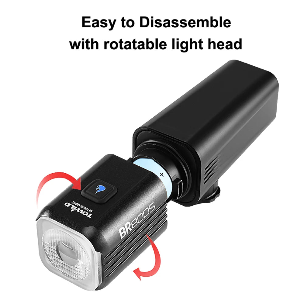 BR800S Bicycle Light 800LM Bike Light Battery replaceable Aluminum Front Lamp Type-C Charging Mtb Road Cycling Headlights