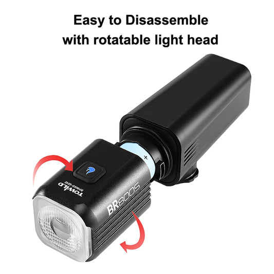 BR800S Bicycle Light 800LM Bike Light Battery replaceable Aluminum Front Lamp Type-C Charging Mtb Road Cycling Headlights