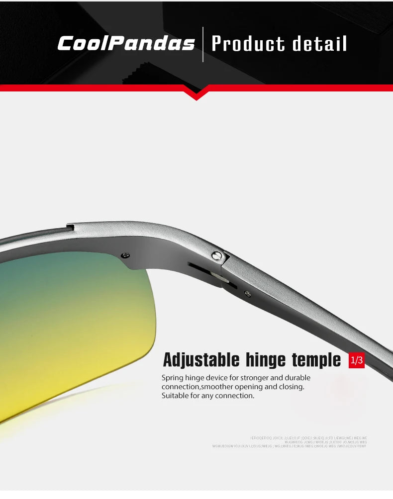 Aluminum Frame Photochromic Polarized UV400 Day Night Driving Safety Sunglasses for Men