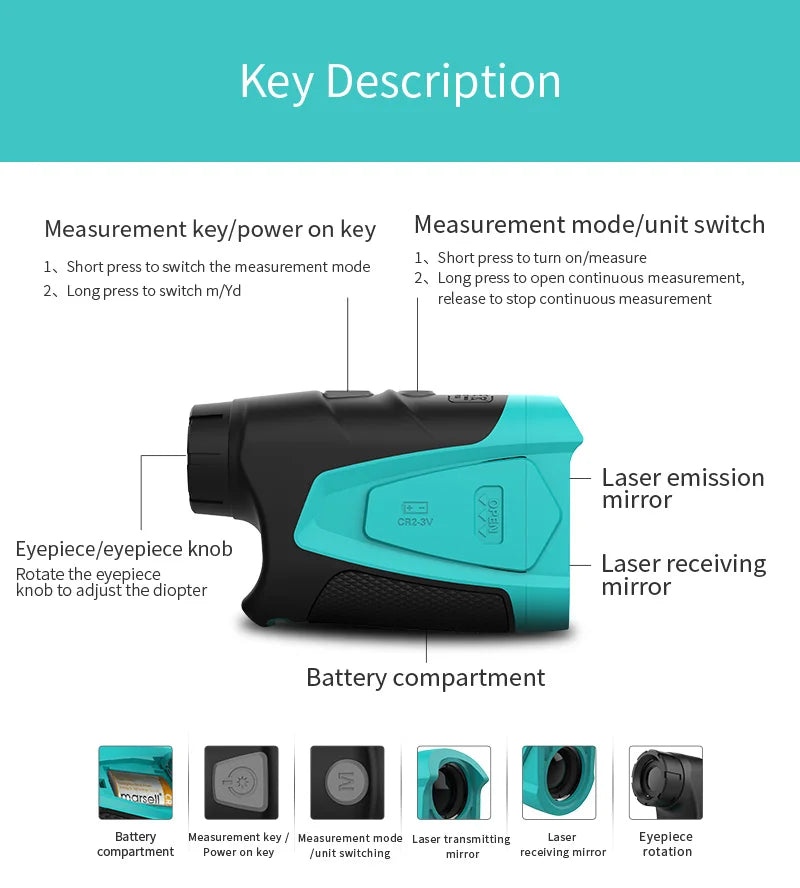 600M Golf Laser rangefinder PF230 Range finder for Hunting Rechargeable Laser Telescope with Box, Pin Seeker, Speed Measure