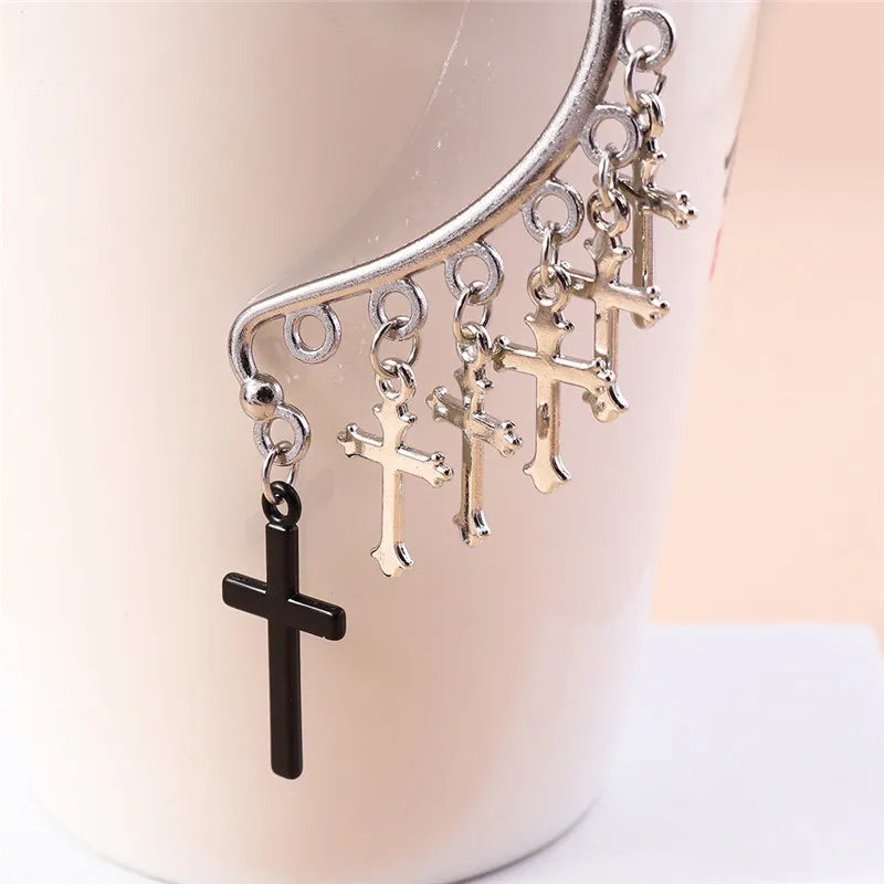 1Pc Fashion Punk Cross Clip Earring for Teens Ear Cuffs Zinc Alloy Cool Jewelry Vintage Retro Metal Earrings