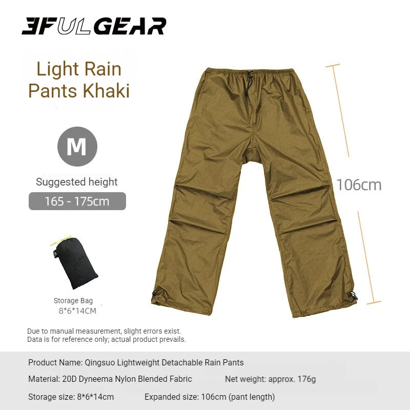 Lightweight Waterproof Hiking Rain Jacket and Pants Set with Hood