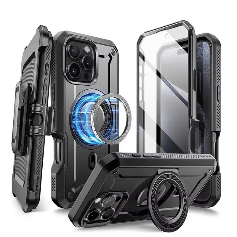 For iPhone 16 Pro Max Case 6.9“ 2024 UB Pro Mag Full Body Rugged Case with Built-in Screen Protector Kickstand Belt-Clip