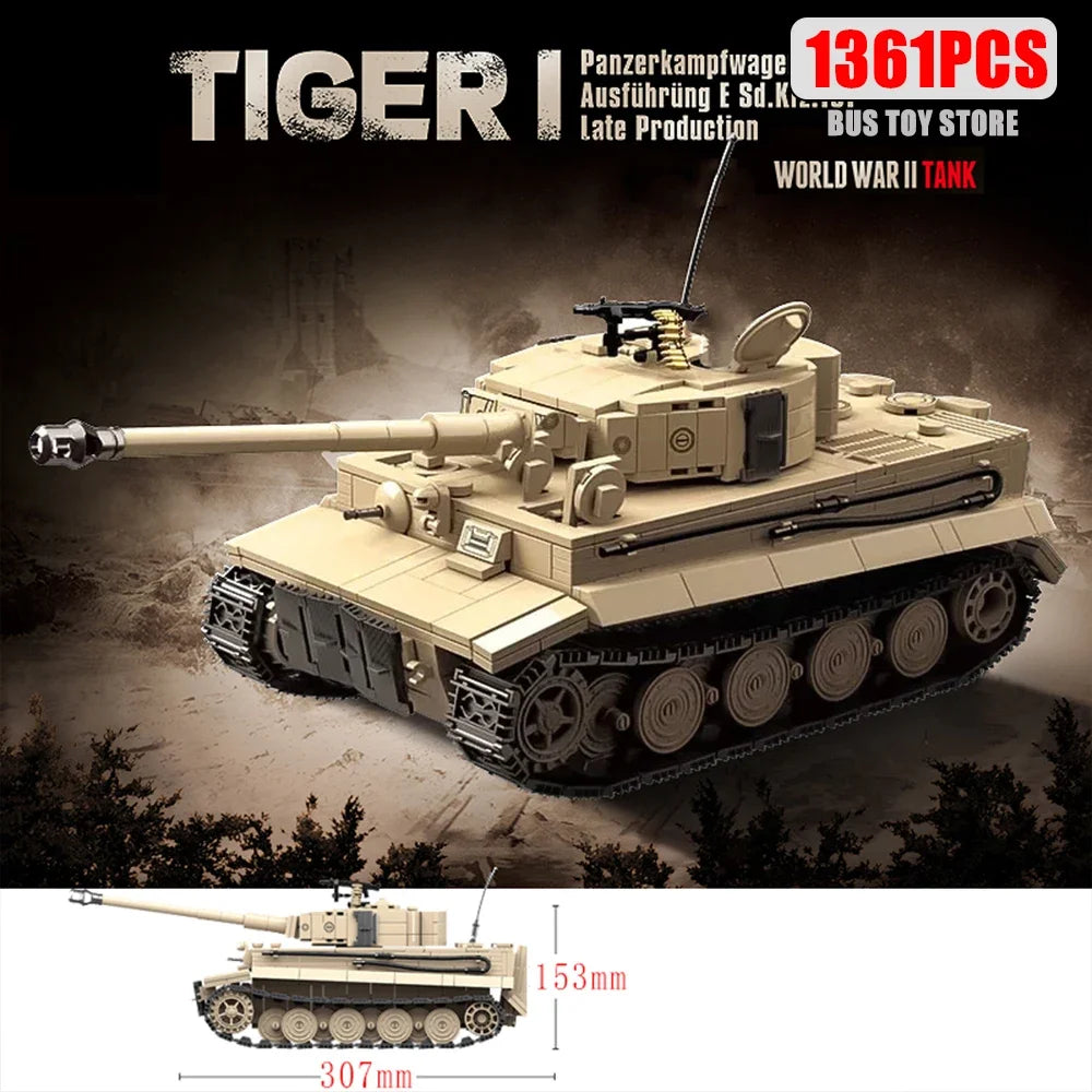 Tiger I Heavy Tank WW2 Military Tanks Army Weapons Soldiers Bricks s Building Blocks KV-2 Panther Toys  Gift 100233