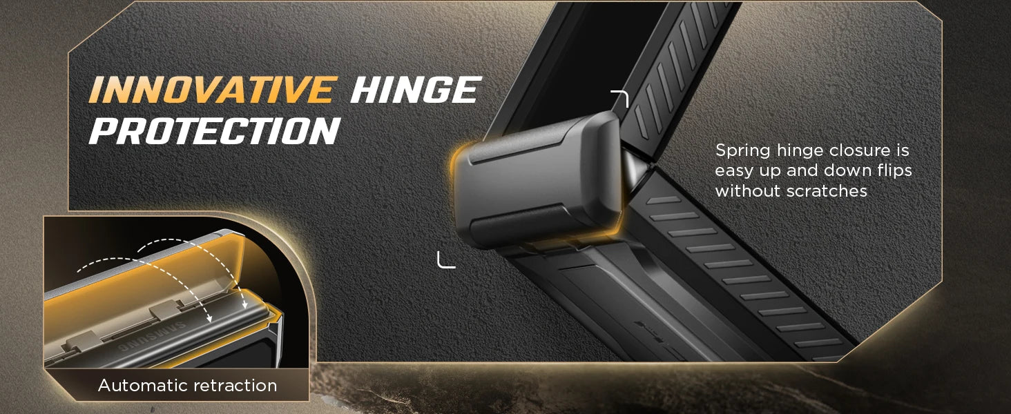 For Galaxy Z Flip 7 Case with Kickstand & 360° Rotatable Belt-Clip Built-in Privacy Screen Protector Hinge Protection Phone Case