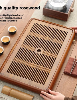 Tea Tray Home Small Solid Wood Pear Wood Dry Soaking Platform Water Storage Tea Set Tea Tray Wooden Tray