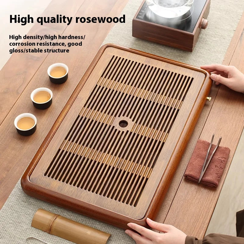 Tea Tray Home Small Solid Wood Pear Wood Dry Soaking Platform Water Storage Tea Set Tea Tray Wooden Tray