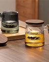 400ml Walnut Wooden Handle Lid Filter Glass Tea Cup Tea Water Separation Scented Tea Cup Office Flower Tea Separation Tea Mug
