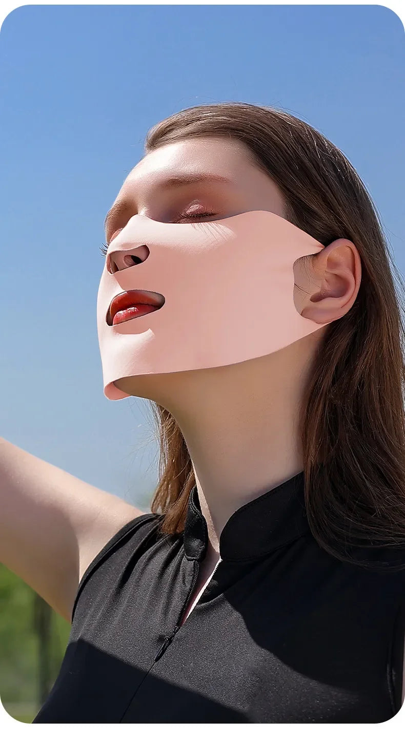 Ice Silk Sunscreen Mask Summer Anti-UV Protection Cycling Face Cover Women Breathable Outdoor Sport Sun Windproof Reusable Masks