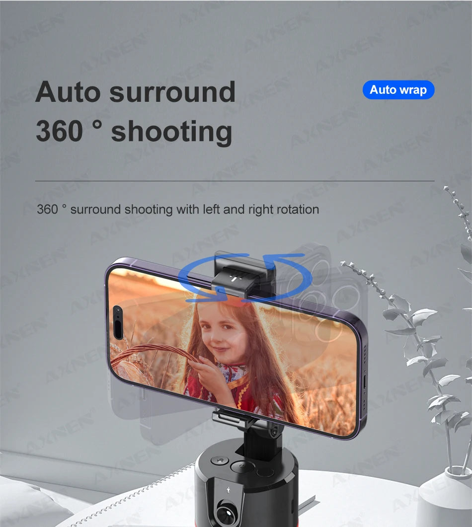 P02 360 Rotation Follow-up Gimbal Stabilizer Monopod Desktop Tracking Gimbal with Remote for Phone Live Photography