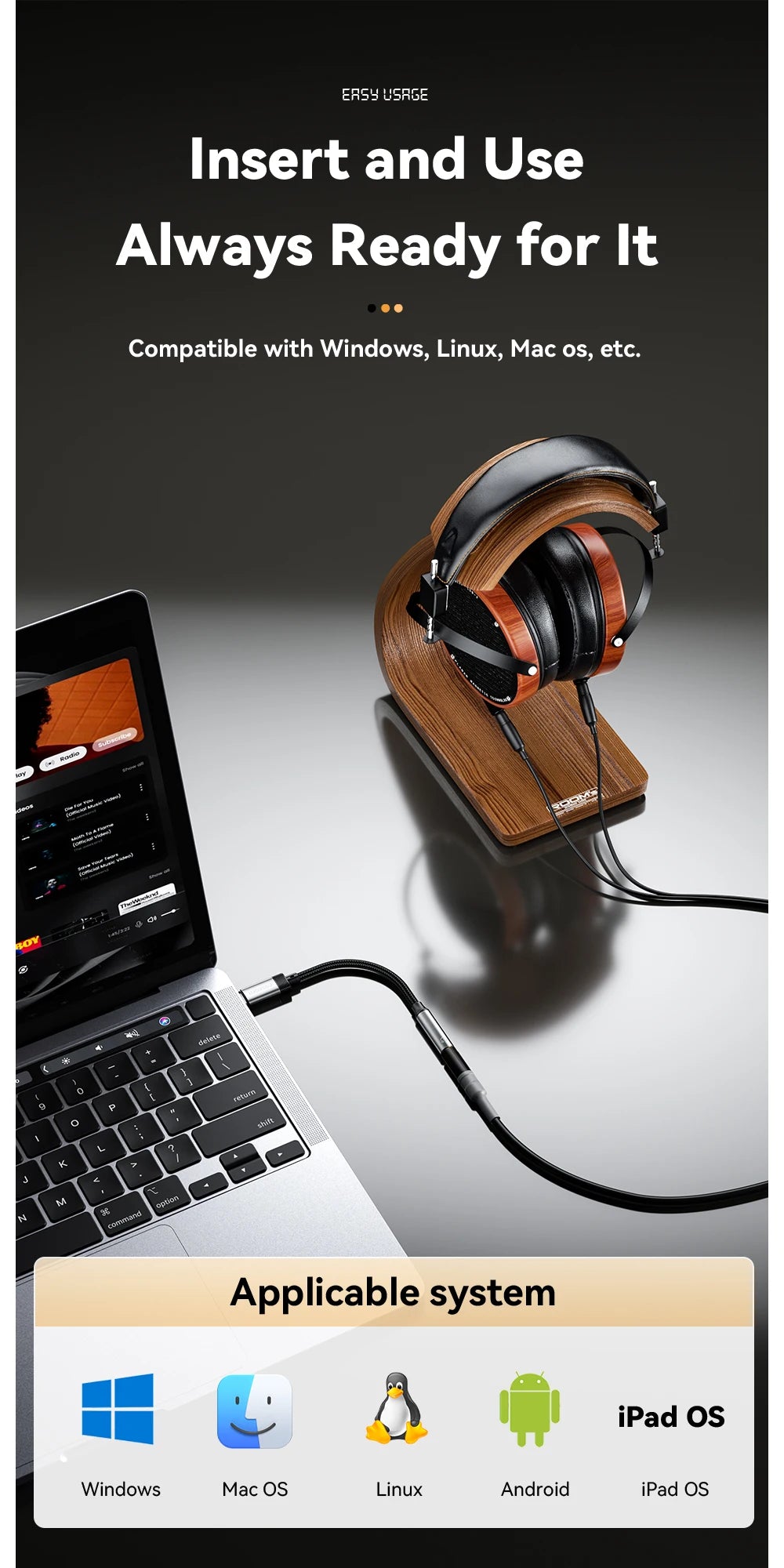 Type-C to 3.5mm Jack AUX Audio Adapter