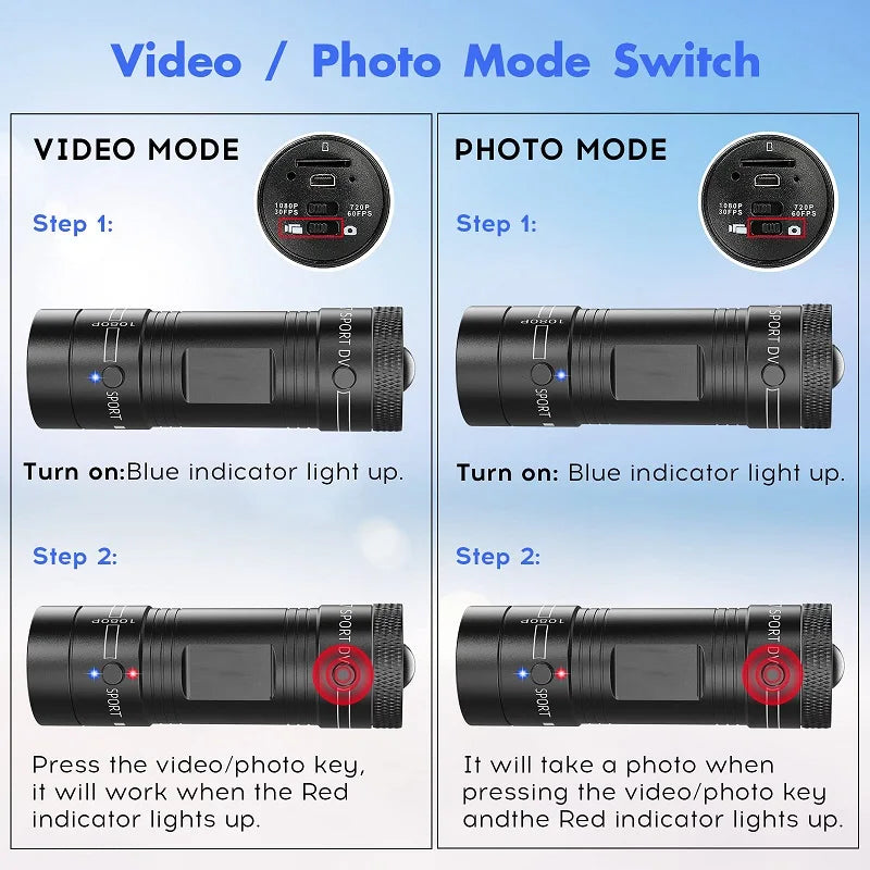 Mini 1080P Helmet Action Camera Waterproof Bike Motorcycle Sports Video Recorder