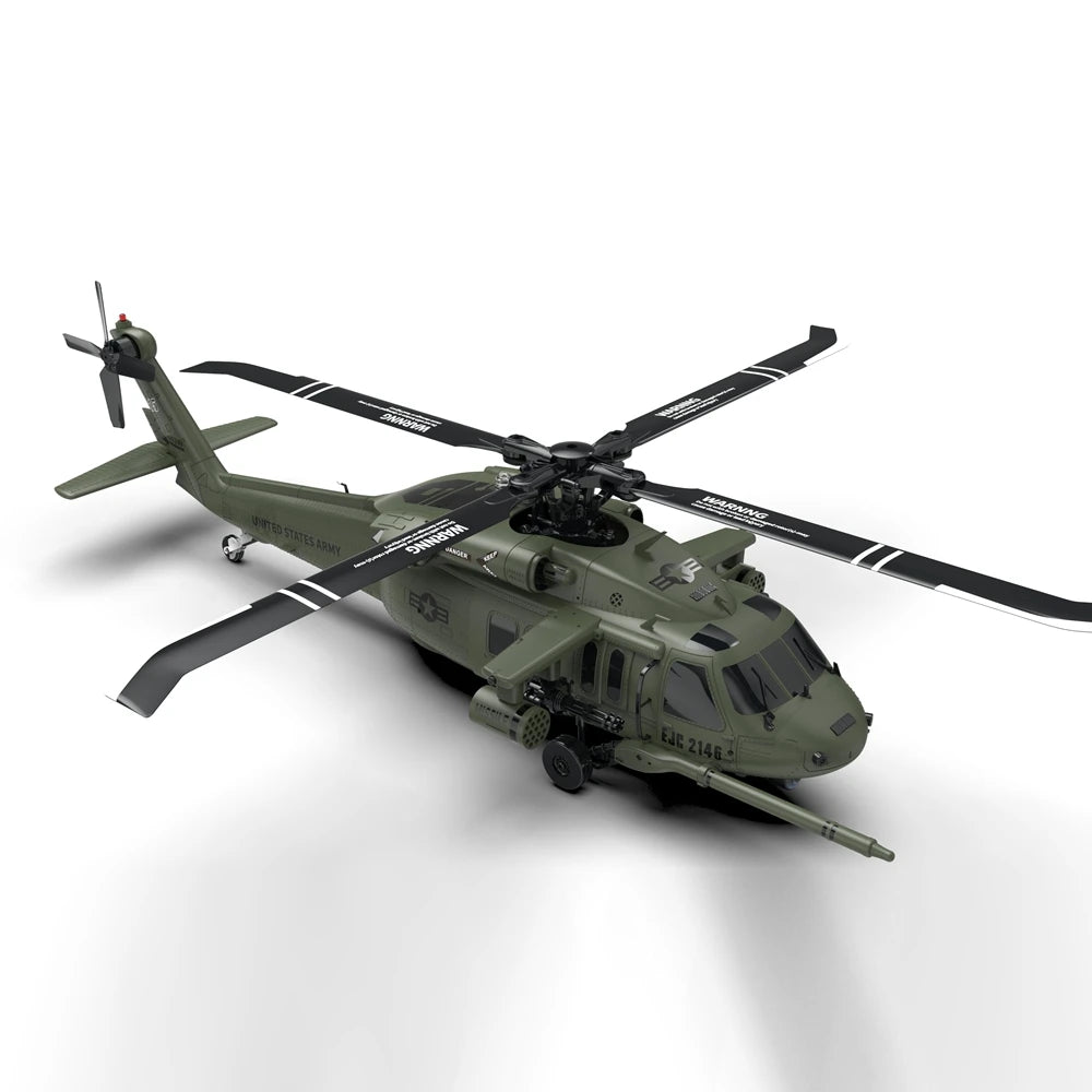 Six Channel Flybarless Remote Control Military Helicopter With Six Axis Gyroscope
