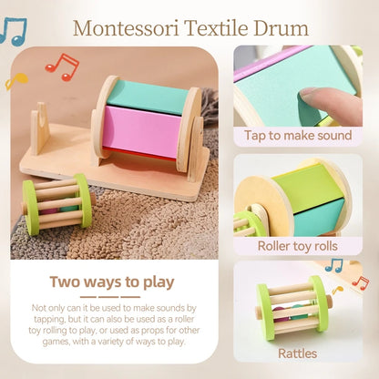 Montessori Infant Wooden Toys Target Box Rolling Drum Color Shape Cognition Match Educational Sensory Baby Teaching Aid Gifts