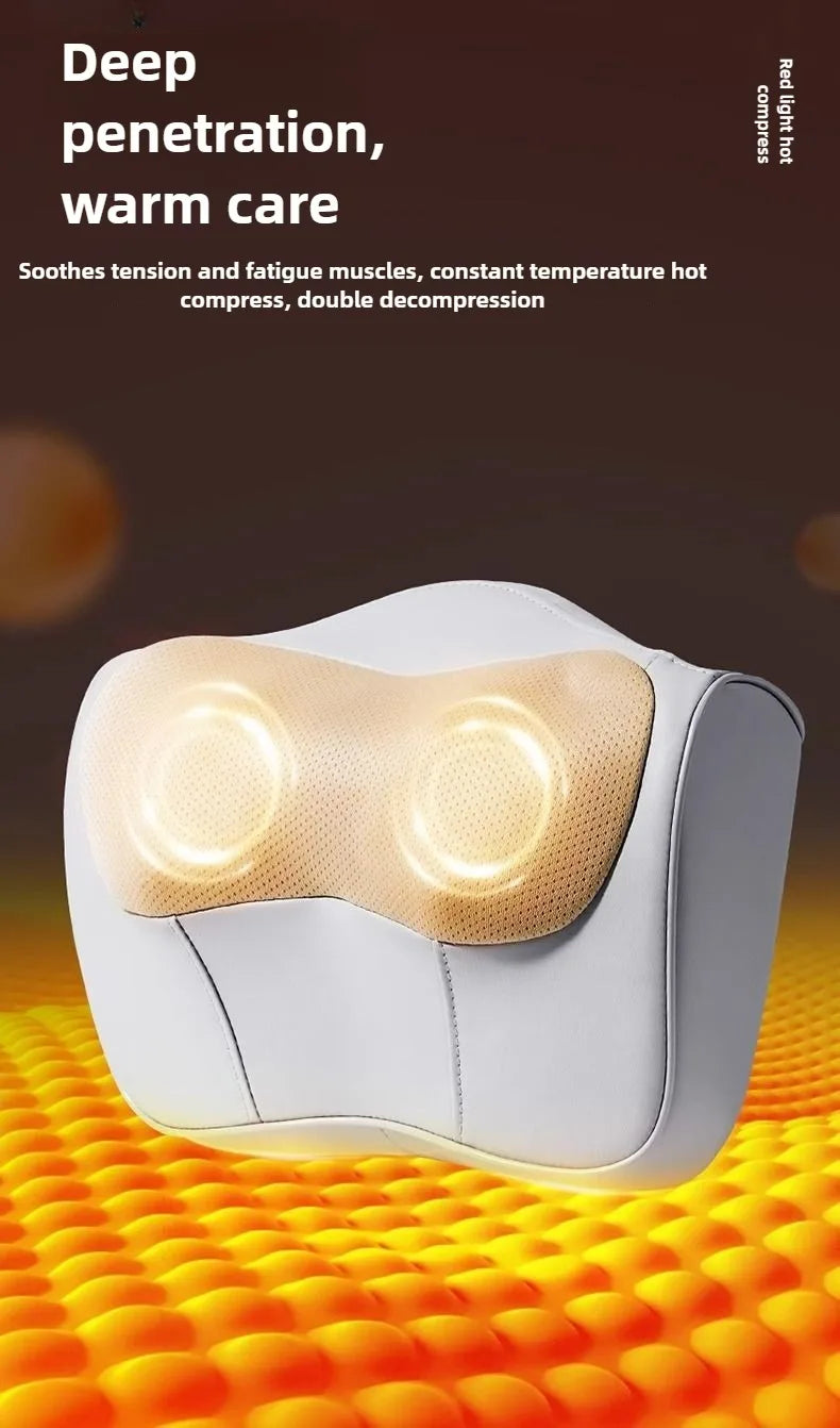 Neck Massage Pillow Electric Cervical Massager Waist Back Shoulder Shiatsu Kneaded Multifunctional Hot Compress Relaxation Gift