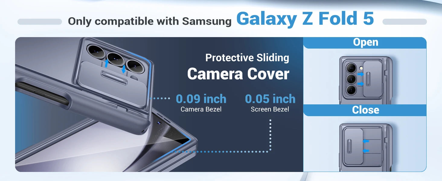 Big Stand For Z Fold 5 Case with Slide Camera Cover Built-in HD Screen Protector Full Body Heavy Duty Shockproof Slim Phone Case