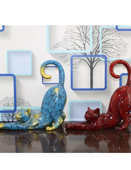 Creative Lazy Cat Figurines Modern Status Abstract Resin Crafts Room Home Decoration Wedding Gifts Cute Ornaments Art Decor