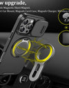 Heavy-Duty Armor Slide Camera Protection Case For iPhone 16 15 14 13 12 11 Pro Max Plus Magnetic 360° Rotating Ring Stand Cover