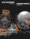 Waterproof Genuine Leather Strap Male Chronograph Quartz