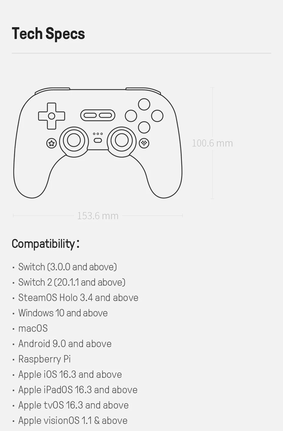 Bluetooth Gaming Controller with Hall Effect Joysticks for Nintendo Switch PC and Android
