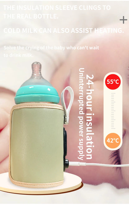 USB baby bottle insulation cover 6 levels of adjustment leather material baby water cup insulation cover suitable most bottles