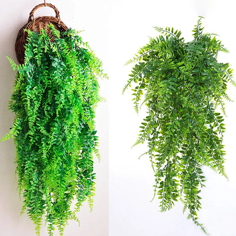 80CM Artificial Persian Fern Plants Vine Hanging Baskets Fake Plant Garland Rattan for Wall Garden Home Wedding Party Decor