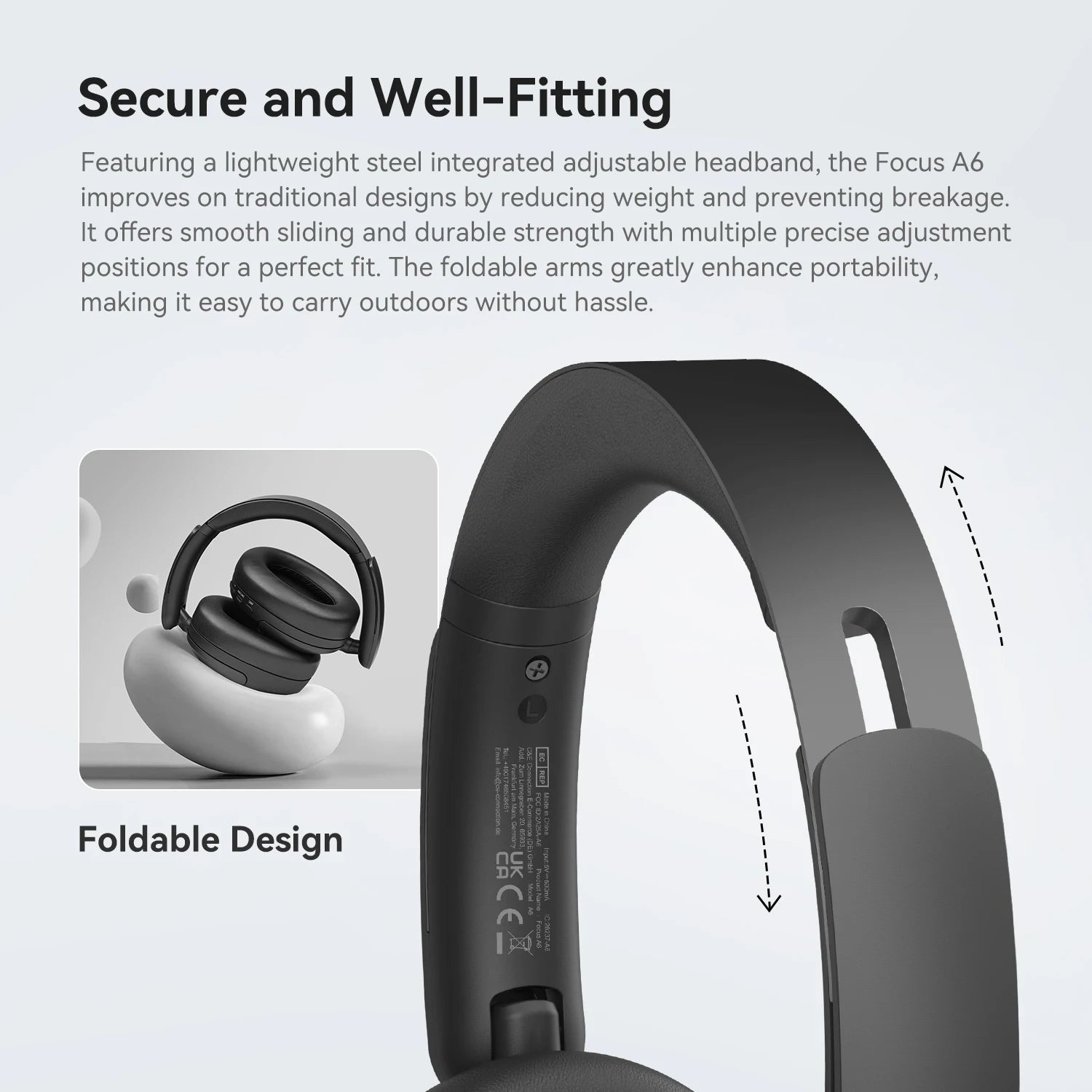 A6 ANC Wireless Bluetooth 6.0 Headphones -48dB Hybrid Active Noise Cancelling Over Ear Headset With Mic Hi-Res LDAC APP