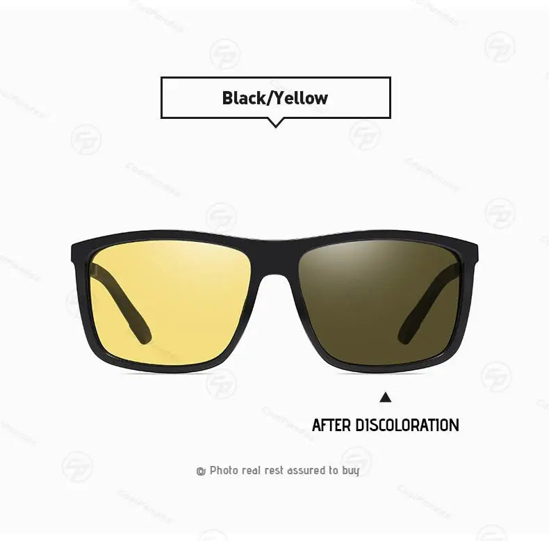 Square Retro Photochromic Polarized UV400 Purple Lens Sunglasses for Men Women