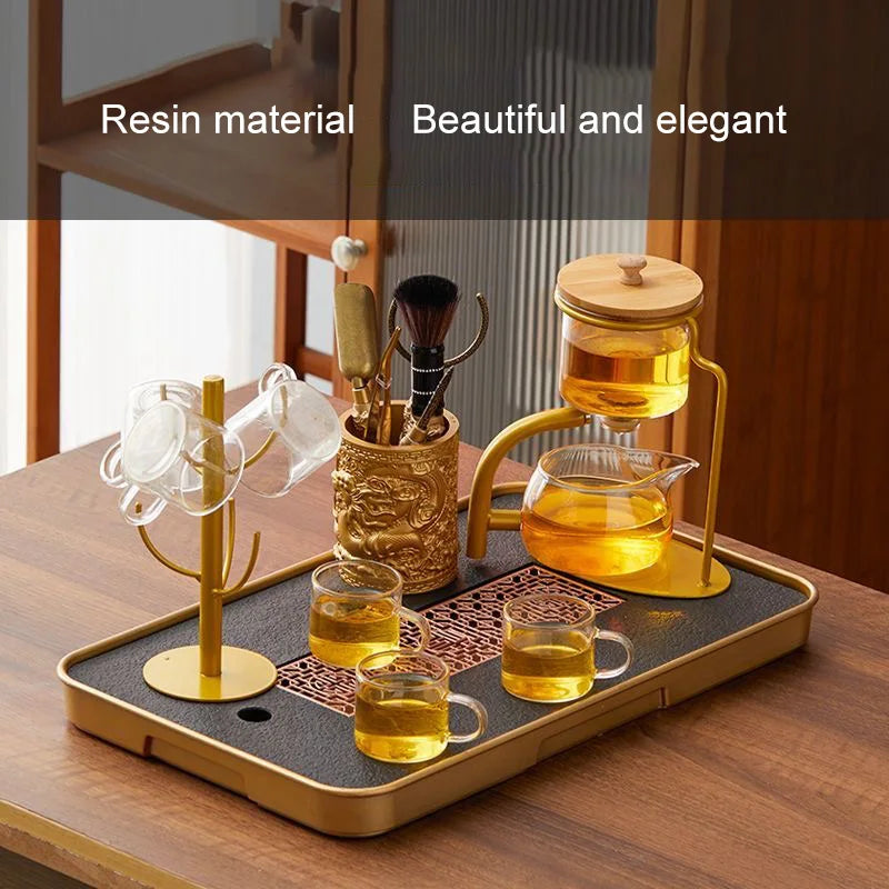 Automatic Glass Teapot Set,  Diversion, Rotating, Lazy Kungfu, Drinking, 1 Set