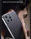 Genuine Cowhide Leather Phone Case for iPhone 16 15 14 Pro Max 14 Plus Plating Shockproof Lens Protection Back Cover