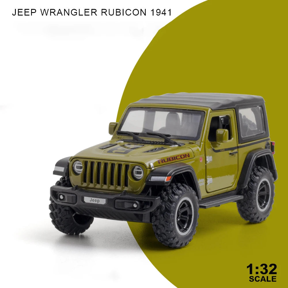 1/32 Wrangler Alloy Diecast Car Models Toy 1941 Rubicon Metal Off-Road Vehicles with Sound Light Car Toys for  Boys