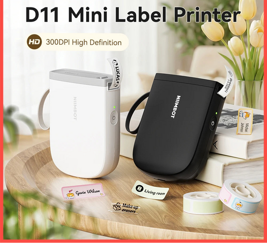 D11 Mini Label Printer 300DPI, Bluetooth Wireless Inkless Sticker Maker, Portable Label Machine for Name Tags, Kitchen & Home