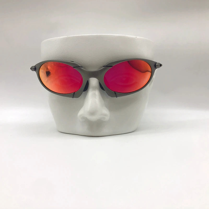 Polarized UV400 Road Bike Cycling Sunglasses – Gray Metal Frame Riding Fishing Eyewear