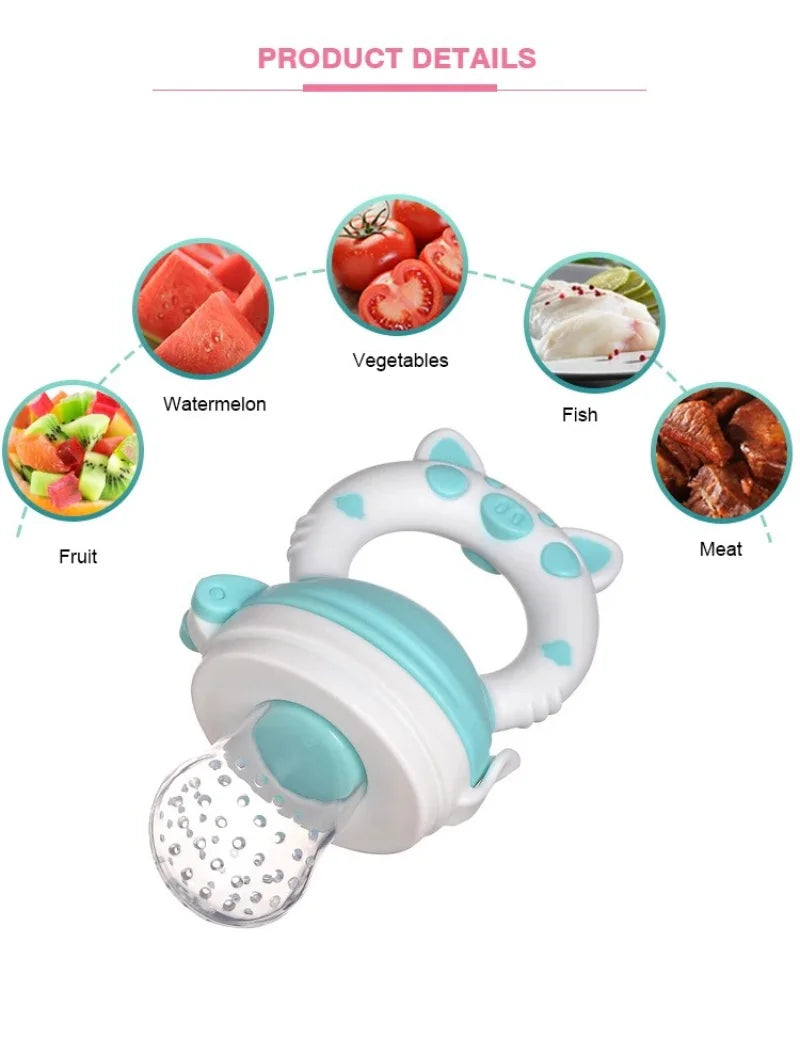 Food Grade Silicone Baby Fruit Feeder Pacifier Baby Food Mills with Cover Fresh Juice Extractor Fruit Vegetable Bite Eat Feeder