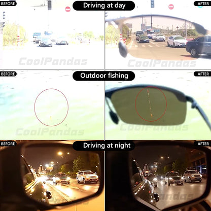 Photochromic Driving Sunglasses Men Polarized Anti-glare Chameleon Glasses