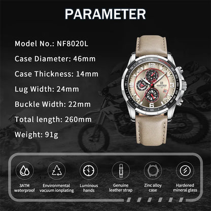 Watch For Men Multifunction Sport Luminous Mans Quartz Leather Watches