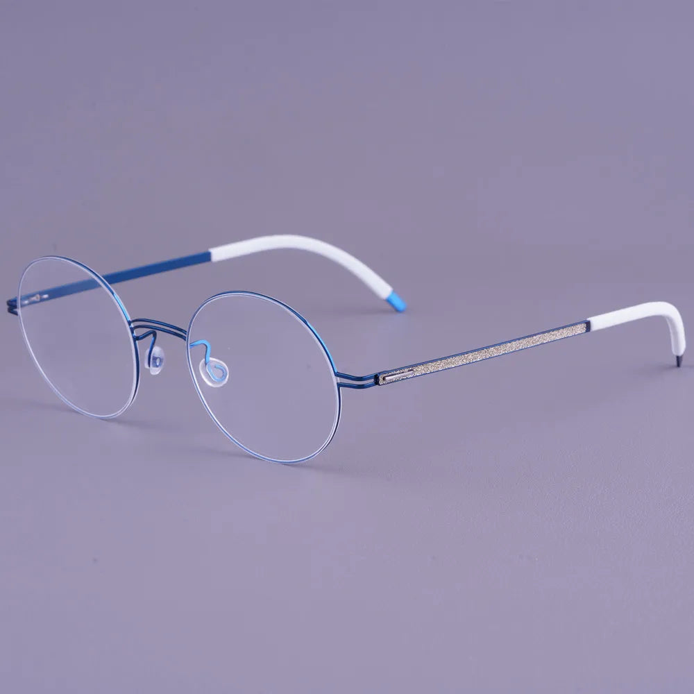 Round Screwless Pure Titanium Eyeglasses Frame