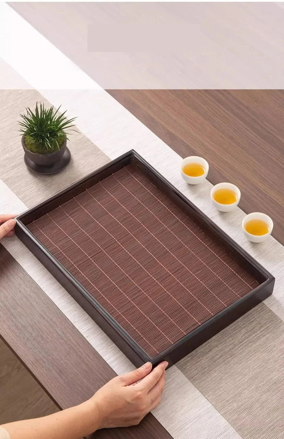 Home And Kitchen Tea Tray Portable Dishes For Tea Ta Kawi Bamboo Rectangle Wooden Tray For Chaban Tea Table Serving Trays