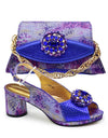 Purple Shoe and Bag Set for Party in Women  African Shoe and Bags Set for Party Elegant Rhinestone Wedding Shoes Bride