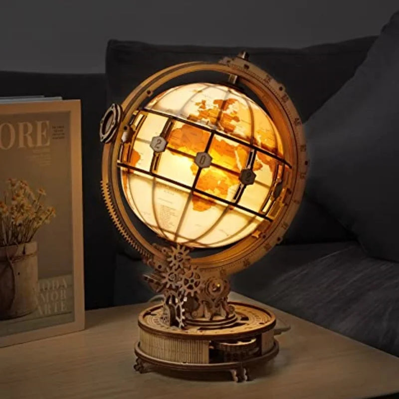 Luminous Wooden Globe Light Night 3D Puzzle Games