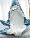 Cartoon Shark Blanket Hoodie Women Kigurumi Playsuit Kids Parents Hooded Warm Flannel Funny Homewear Shark Onesie Sleeping Bag