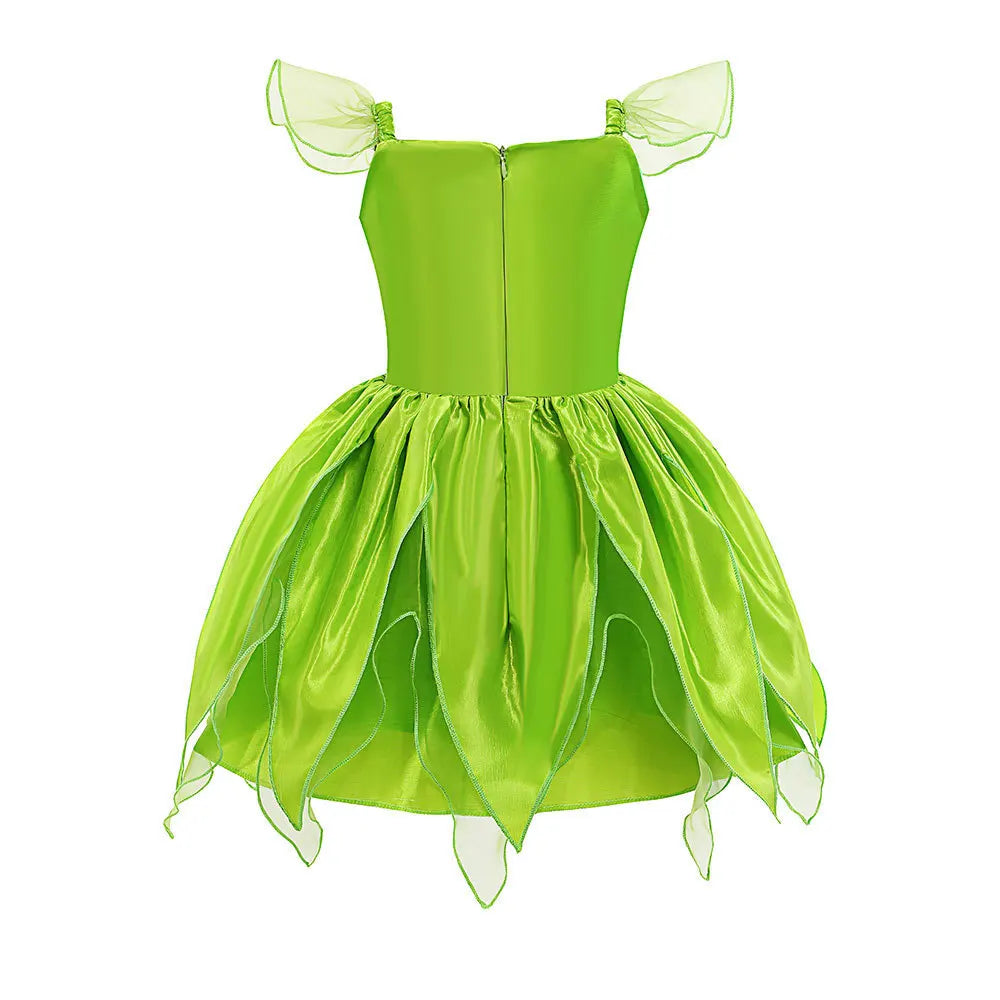 Tinker Bell Costume Kids Green Tinkerbell Fancy Dress Fairy Princess Cosplay Christmas Carnival Party