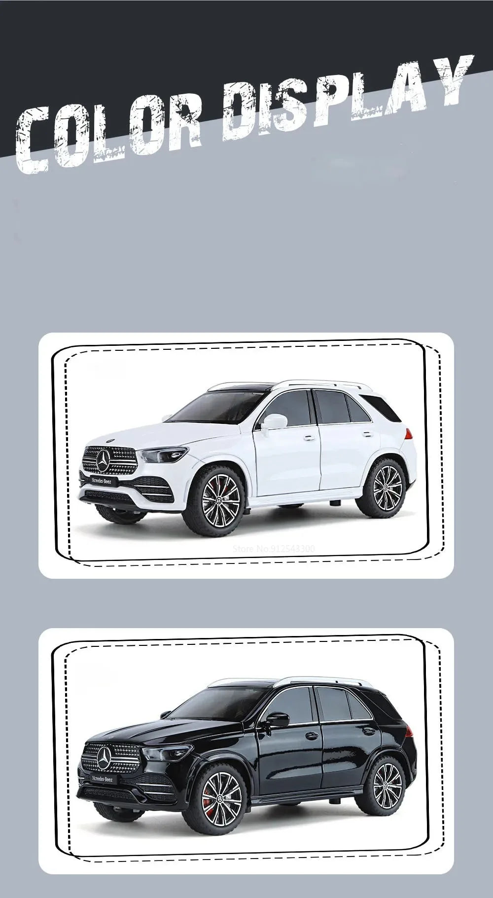 1:24 Scale S400L GLE350 Car Toy Model Doors Opened Sound Light Pull Back Metal Diecast Miniature Vehicle Collection Gift