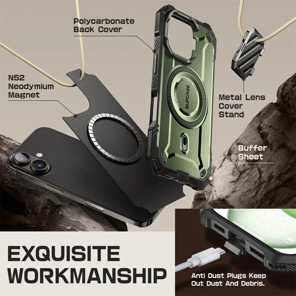 For iPhone 16 Case 6.1" 2024 UB Mag XT Heavy Duty Rugged Strong  Phone Case with Camera Cover Kickstand
