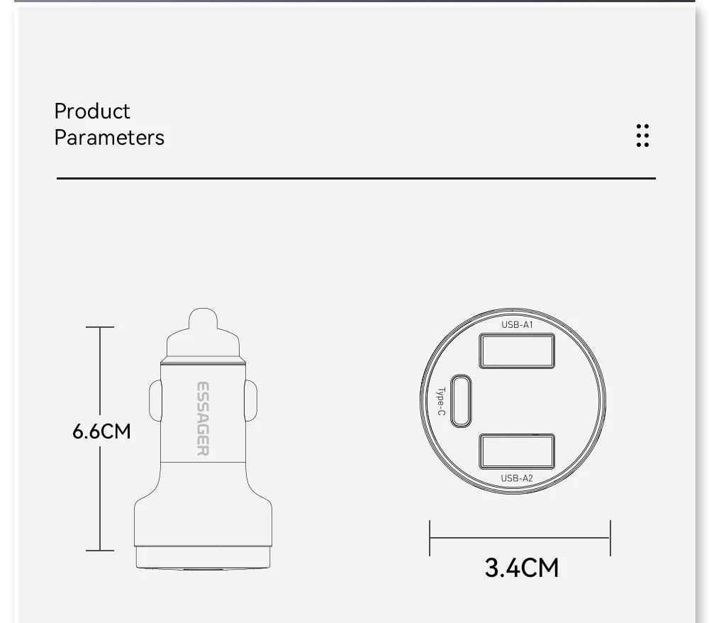 80W USB C Car Charger PD 3.0 QC 4.0 Fast Charging 3 Port Adapter with Digital Display