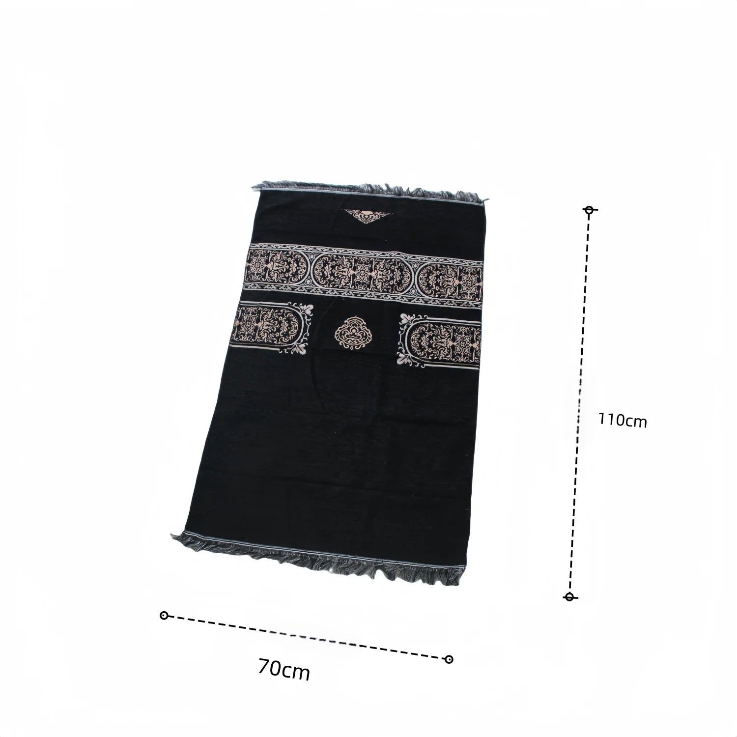 Lightweight Prayer Rug and Prayer Beads with Elegant Cylinder Gift Box Soft Sajadah Islamic Gifts Set Portable Prayers Mat Black